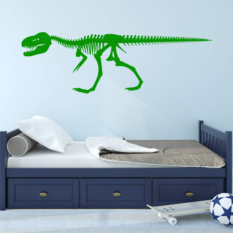 Adhésif décoratif squelette de dinosaure Alvie, H 18 po x l 50 po x P 0,01 po, Vert