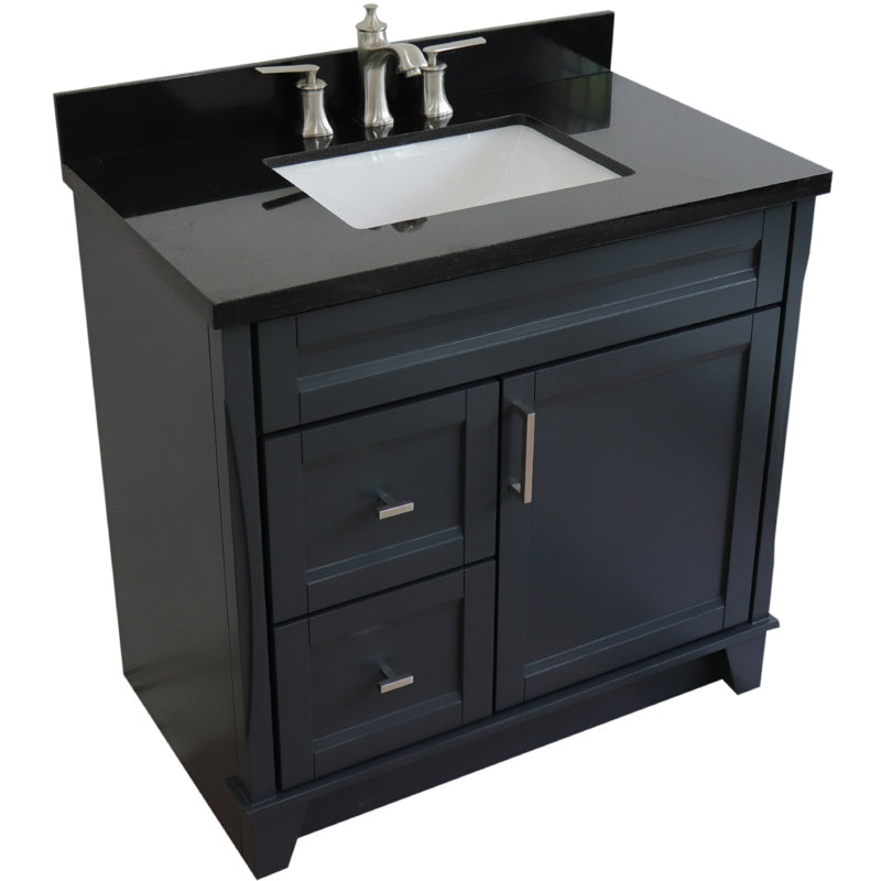 Ensemble de meuble-lavabo simple 37 po, Gris foncé, Noir