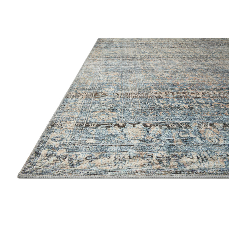 Denim and Blush Rectangular Synthetic Area Rug 42" x 66"