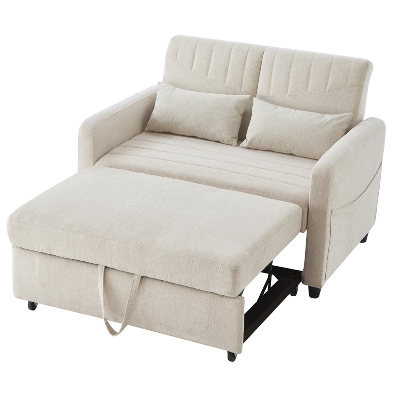 2 Seater Linen Sofa Bed, Beige