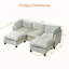 Canapé modulaire 96,5 po pour le salon, canapé rembourré en tissu de chenille doux avec rangement, canapé 3 places avec deux repose-pieds beige-448244933