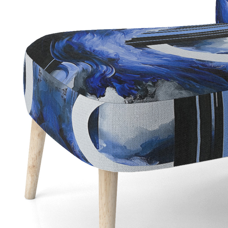 Fauteuil d'appoint contemporain tapissier doré Gold Deco I, Bleu / Noir