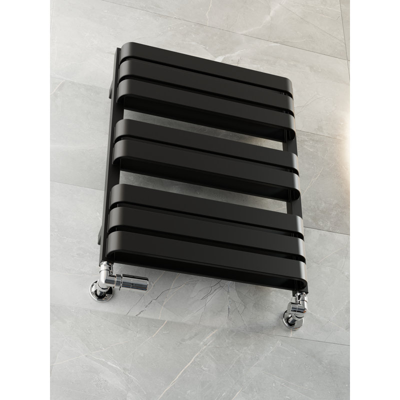 Warp T Bold Heated Towel Rail, Black, 65.5cm H  x 50cm W x 11.2cm D