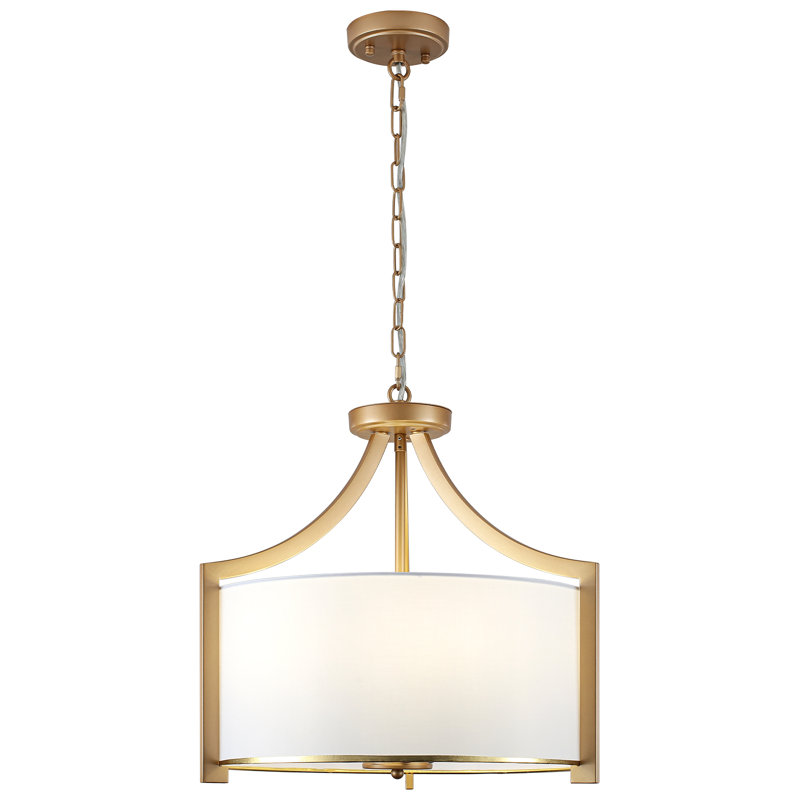 6 - Light Dimmable Drum Chandelier, Gold