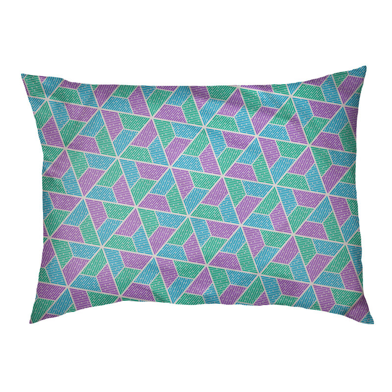 Coussin pour chien Byrge Trapezoids, Très grand (l 50 po x P 40 po x H 42 po), Mauve / Vert / Bleu