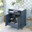 Meuble-lavabo de salle de bain avec lavabo en céramique, armoire de rangement en bois massif avec portes à fermeture douce, style rétro