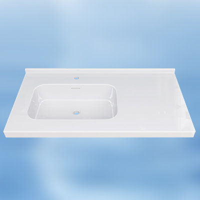 42 In. W X 22 In. D Solid Surface Rectangular Single Sink Vanity Top With Backsplash Bathroom Countertop In White