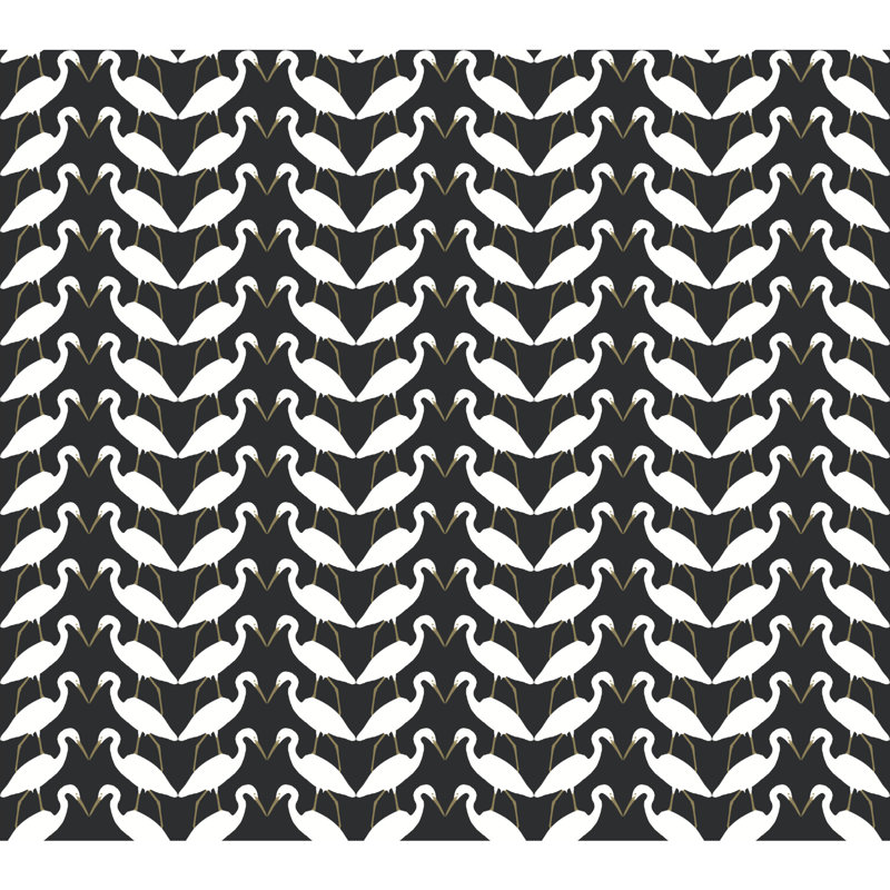 Rouleau de papier peint adhésif Elegant Birds, Noir / blanc