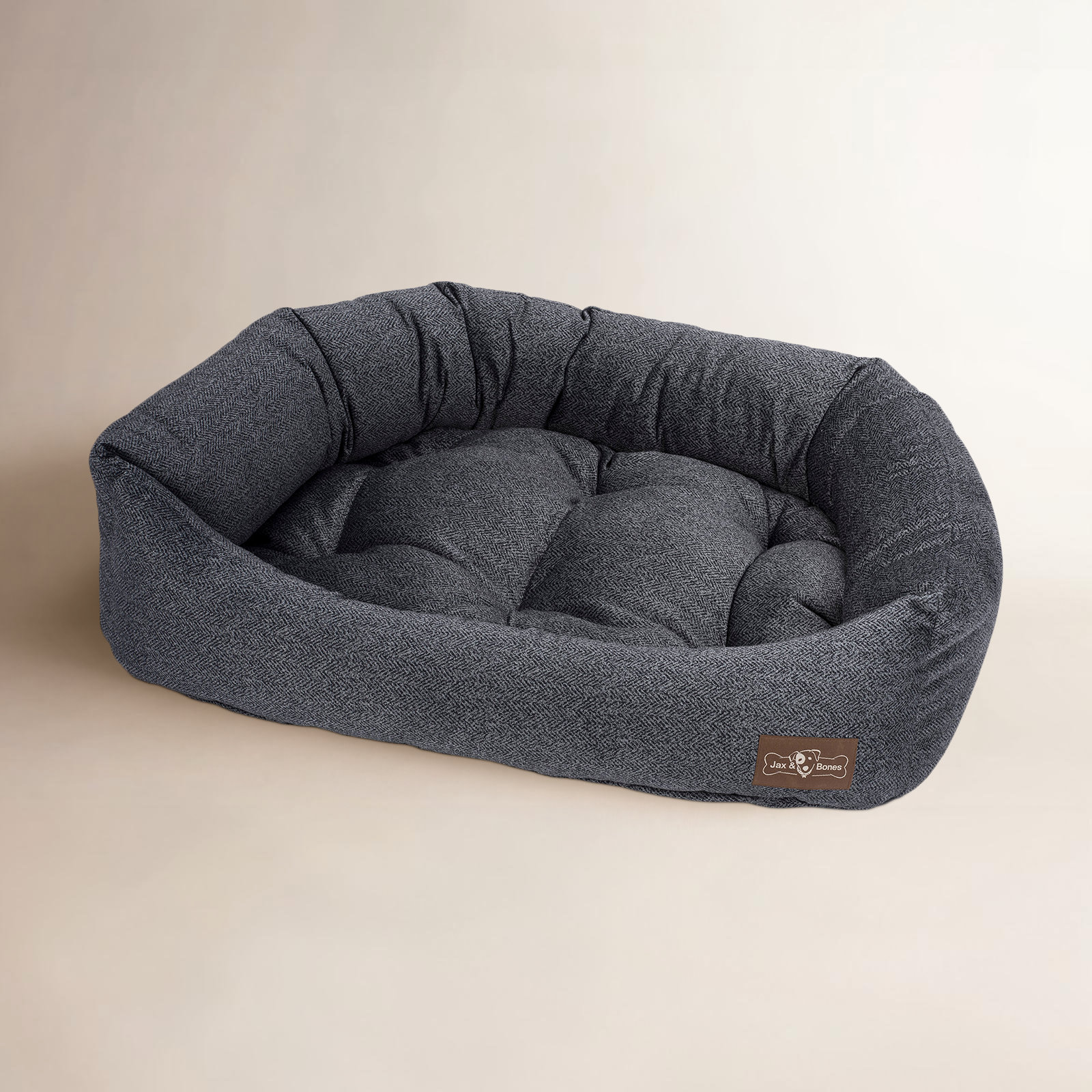 Herringbone Velour Pet Bed, Small (24" W x 21" D x 6.5" H), Herringbone Twilight