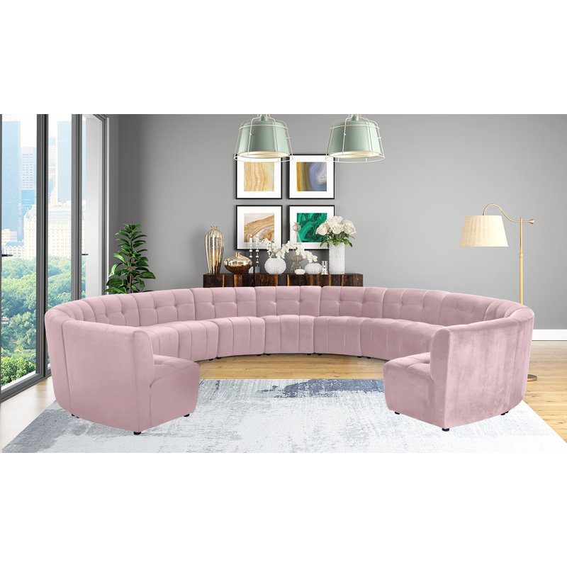 Jedson Velvet Sectional Symmetrical, Pink Velvet