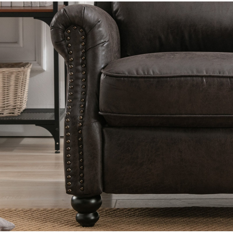 Fauteuil inclinable par pression 34,6 po, Similicuir performance gris-brun