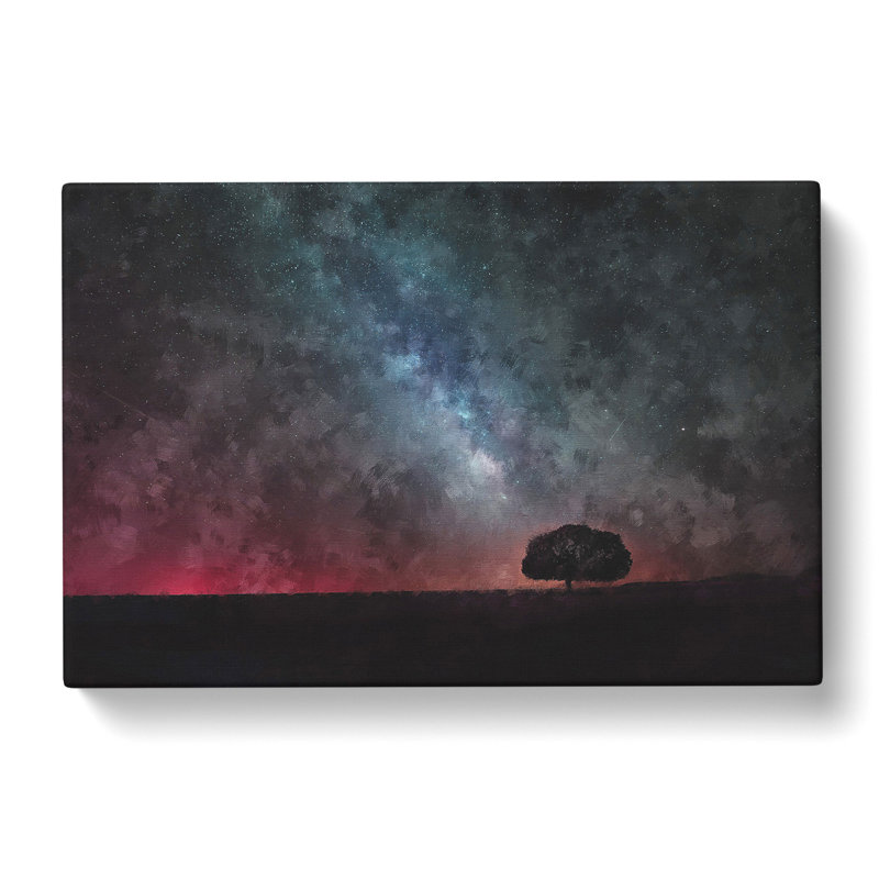 Stars Above A Lone Tree - Wrapped Canvas Painting, 50cm H x 76cm W x 3cm D