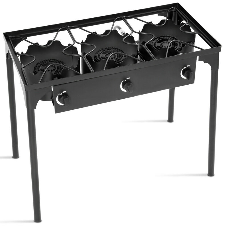 Black Cast Iron 3-Burner Outdoor Gas Cooker
