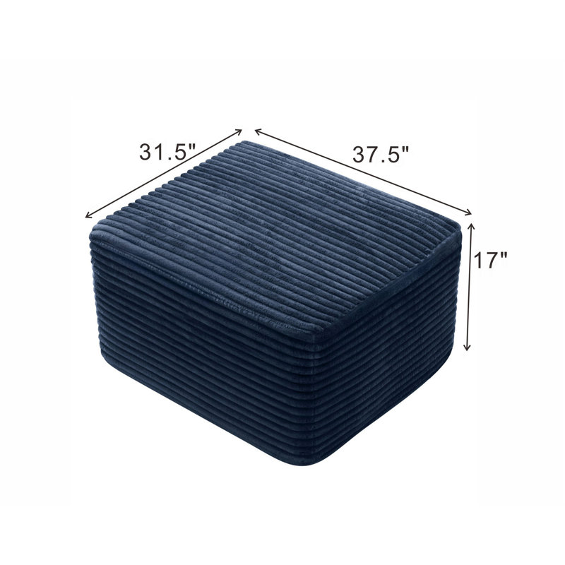 Repose-pieds rembourré 37,5 po Corduroy, Blue