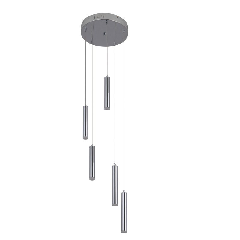 Luminaire suspendu à cylindre en grappe 5 lumières Marnie