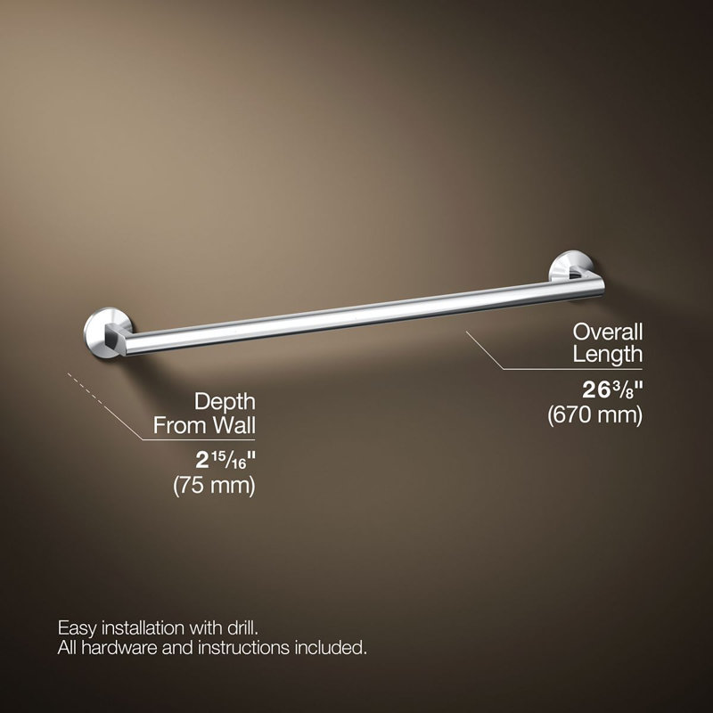 Components Towel Bar, Polished Chrome, 24"W