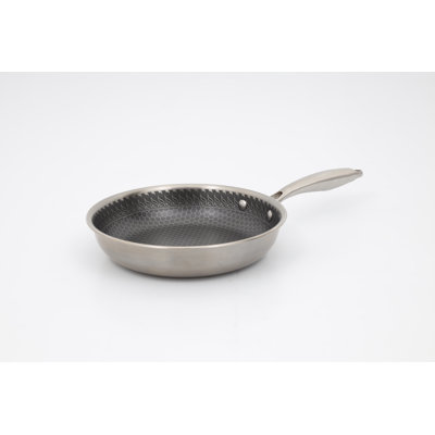 Universal 9.4-Inch Tri-Ply Stainless Steel Fry Pan + Glass Lid, Non-Stick Surface for Healthier Cooking, Compatible with All Cooktops & Oven Safe – Durable, Versatile Skillet for Every Meal