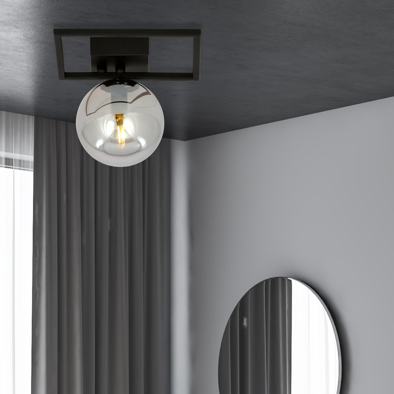 Appiah Glass Flush Mount, 19cm H x 43cm W x 43cm D, Graphite