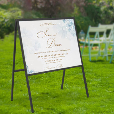 Double-Sided A-Frame Sign Holder Stand Heavy Duty Steel Outdoor Advertising Display For Business, Store, Wedding, And Event
