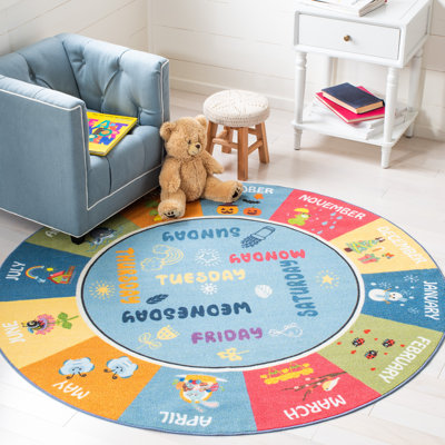 Tapis bleu / beige / rose Highsmith