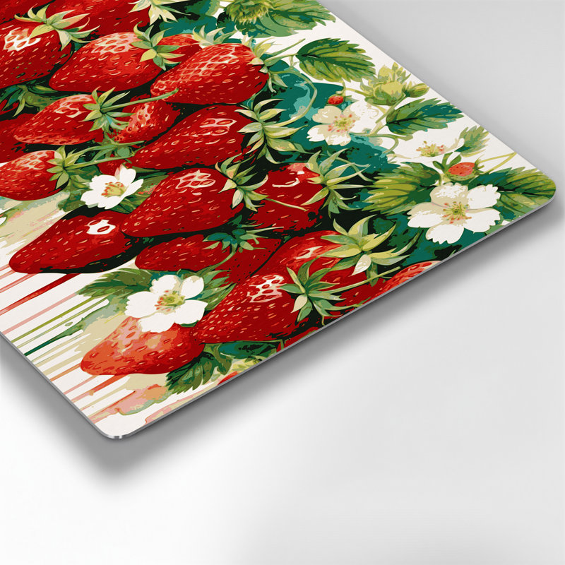 Fruit, fraise, art mural en métal beige, H 11 po x l 14 po