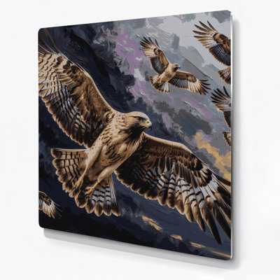Birds Common Buzzard Purple Metal Wall Art