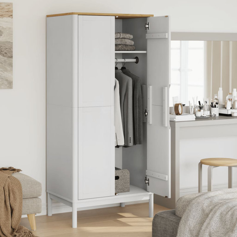 Pine Wood Wardrobe, White