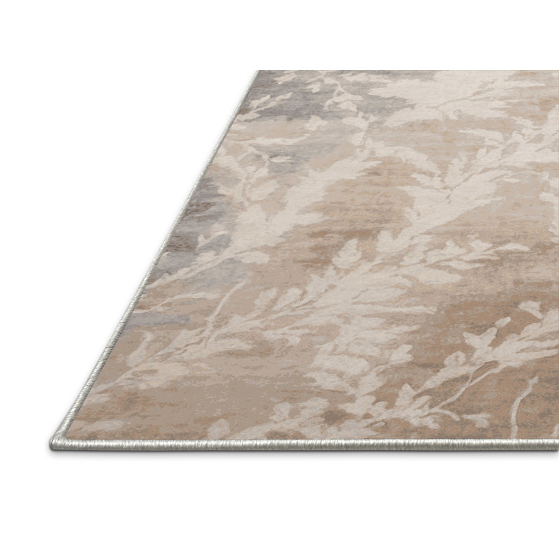 Tapis beige soyeux et moelleux, Carré 8 pi