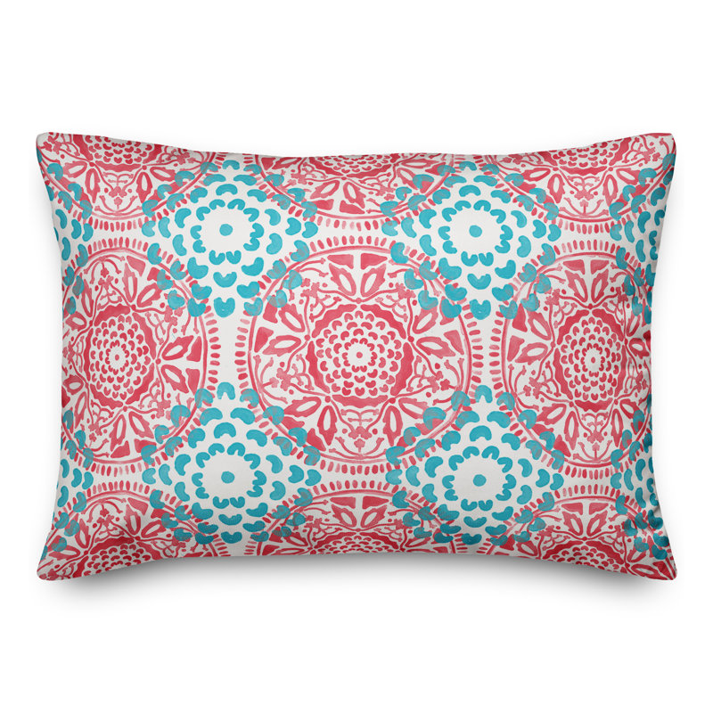 Floral Outdoor Reversible Throw Pillow, Pink