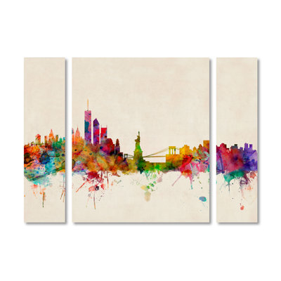 'New York New York' 3 Piece Graphic Art on Wrapped Canvas Set