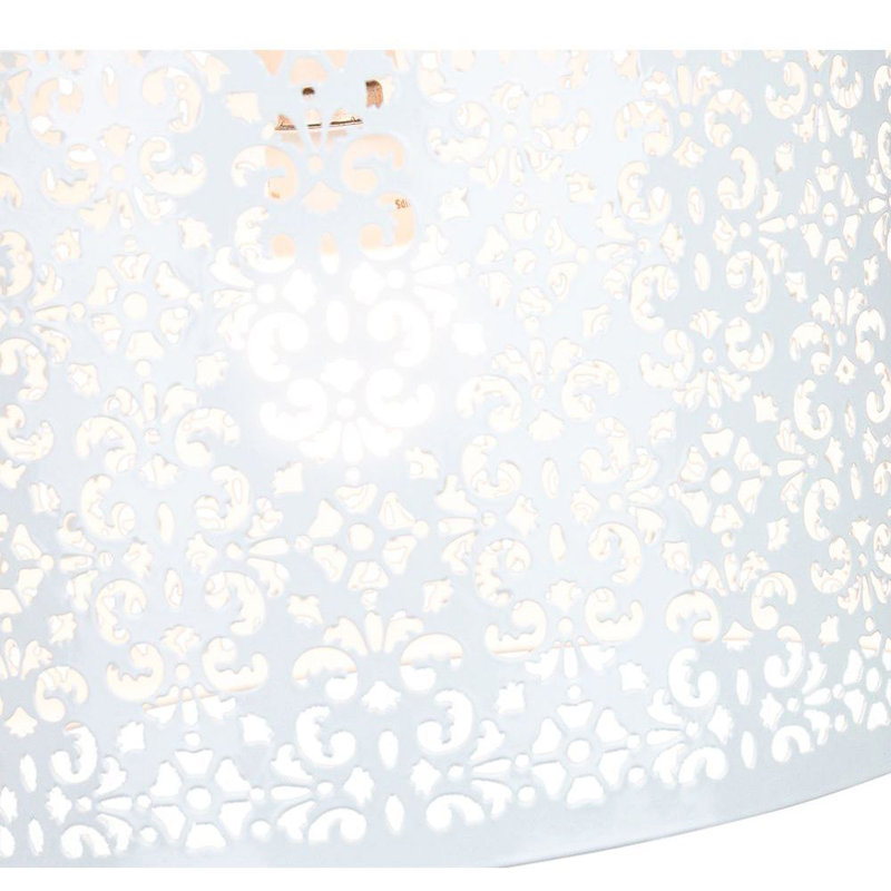 Marrakech Designed Pendant Light Shade with Floral Decoration, White, 19cm H x 29cm W x 29cm D