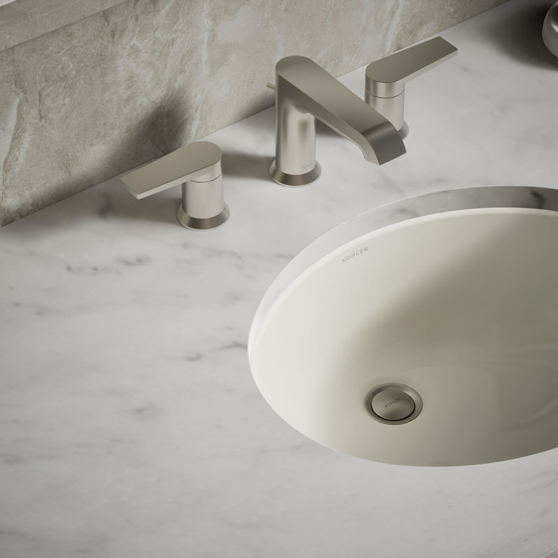 Caxton® Ceramic Oval Undermount Bathroom Sink with Overflow, Biscuit
