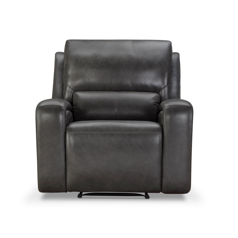 Drew Power Recliner, Gray Genuine Leather