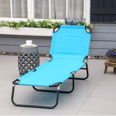 Chaise longue de piscine pliante Outsunny, chaises de bronzage d'extérieur avec dossier inclinable à 5 niveaux, structure en acier pour la plage, la cour et le patio