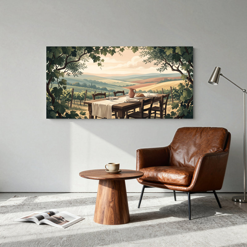 Ensemble de 1 toile murale « Vignoble Dining », 46“W x 24”H, Wrapped Canvas