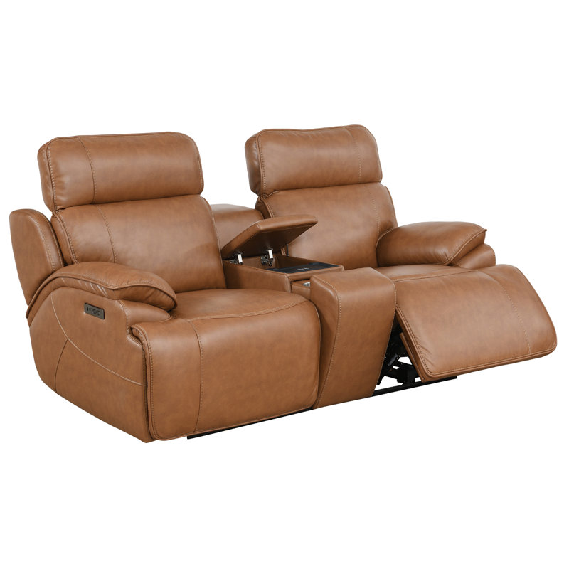 Manhattan 78" Wide Faux Leather Dual Power Recliner Loveseat with Power Adjustable Headrest