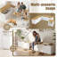 Banc de rangement en L de 63 po, banc de coin-repas avec rangement caché, banc de coin en bois, ensemble de table de coin-repas pour vestibule, salle à manger, cuisine (chêne et blanc)-133418595