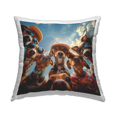 Stupell Industries Funny Wiener Dog Selfie Design by Jim Baldwin Outdoor Printed Pillow