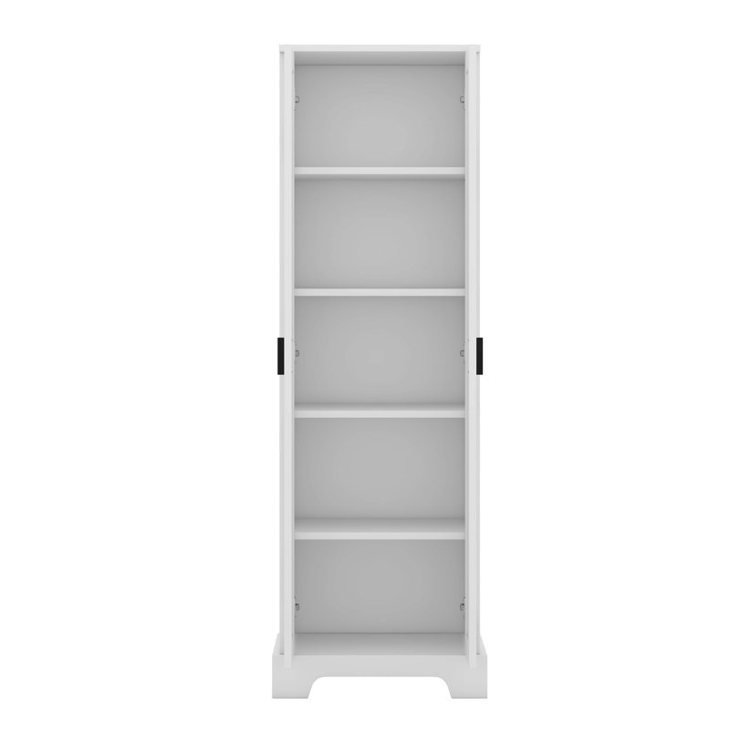 Armoire de rangement avec tablette réglable, deux portes pour la salle de bain ou le bureau, Blanc