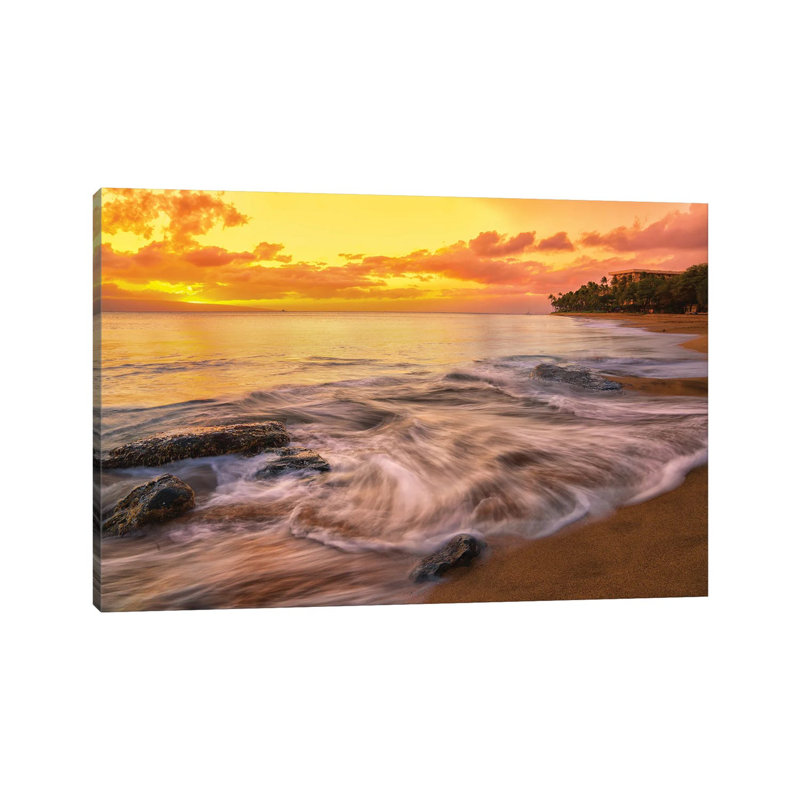 Calming Waves With A Sunset by Jonathan Ross Photography - Wrapped Canvas Print, 66.04 cm H x 45.72 cm W x 3.175 cm D