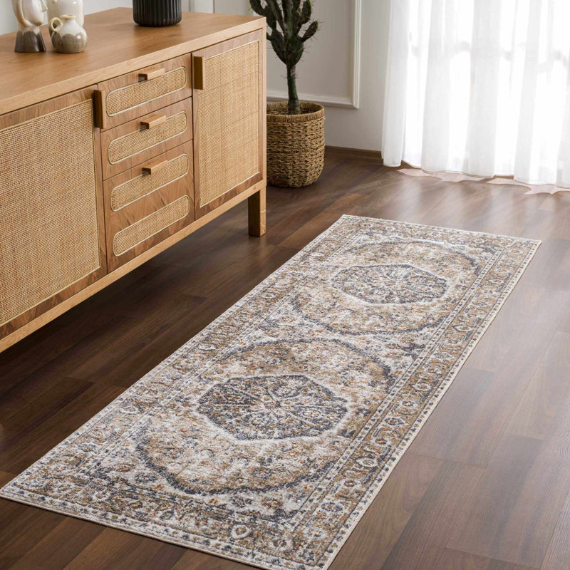 Tapis oriental brun / noir Oveda, Tapis de couloir 2 pi 7 po x 7 pi 3 po