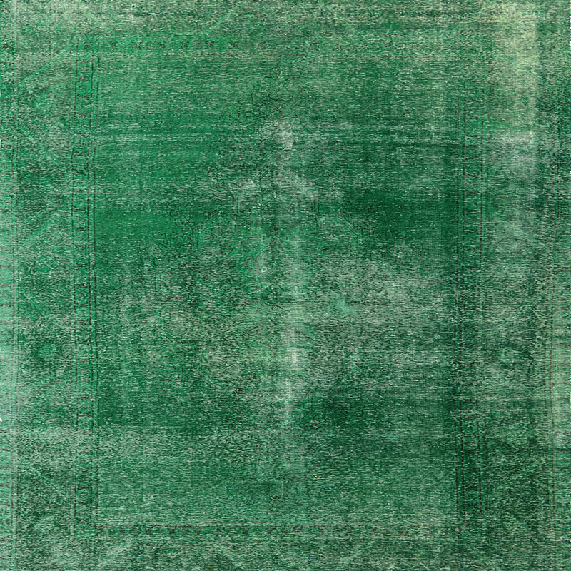 Tapis vert à motif abstrait, Carré 3 pi