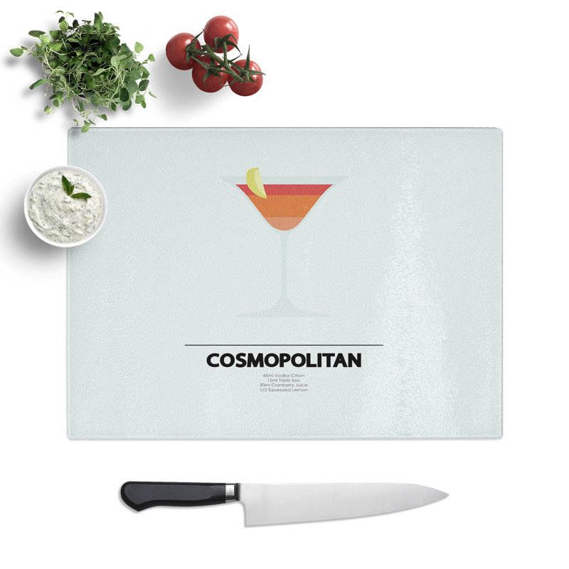 Cosmopolitan Cocktail Chopping Board, 0.4cm H x 20cm W x 28.5cm L