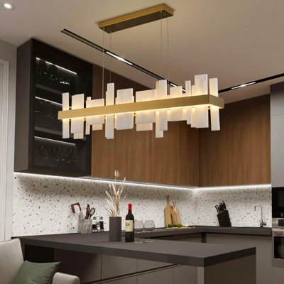 Correia Dimmable LED Alabaster Kitchen Island Square / Rectangle  Chandelier