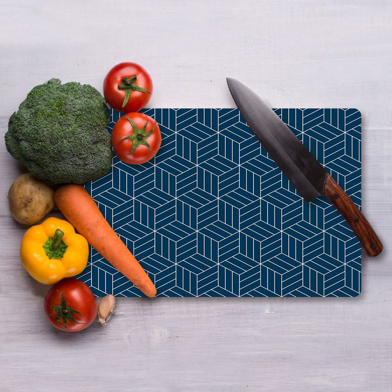Planche à découper en verre trempé de qualité supérieure 11,8 po x 15,7 po Flourish | Pieds en silicone antibactériens, faciles à nettoyer et antidérapants | 100% verre durable, épaisseur: 0,16 pouce | Idéal pour la préparation de la cuisine, une solution de cuisson sécuritaire et élégante