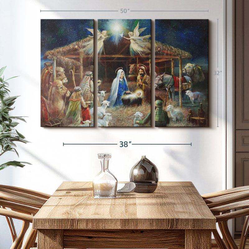 "La Nativité II" sur toile, H 32 po x l 50 po x P 1,25 po