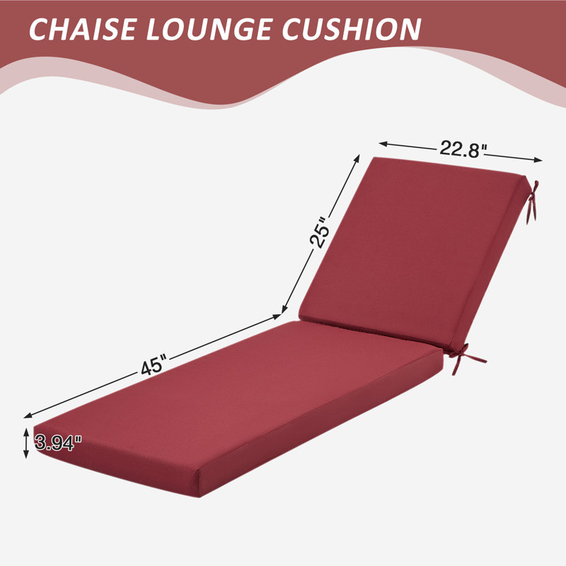 Coussin de chaise longue d'extérieur, Polyester bourgogne, 2
