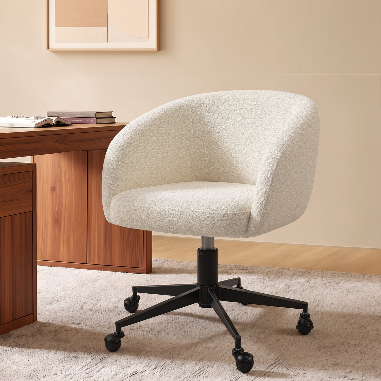 Bouclé Office Chair, Beige