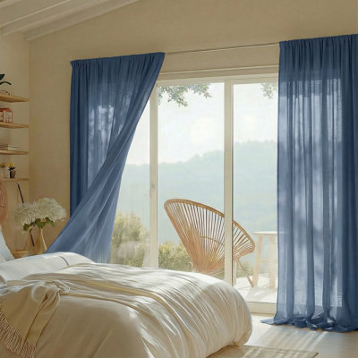 Polyester Sheer Rod Pocket Curtain Pair