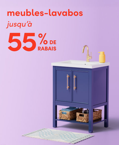 Meubles-lavabos de salle de bain et plus jusqu'à 55 % de rabais.